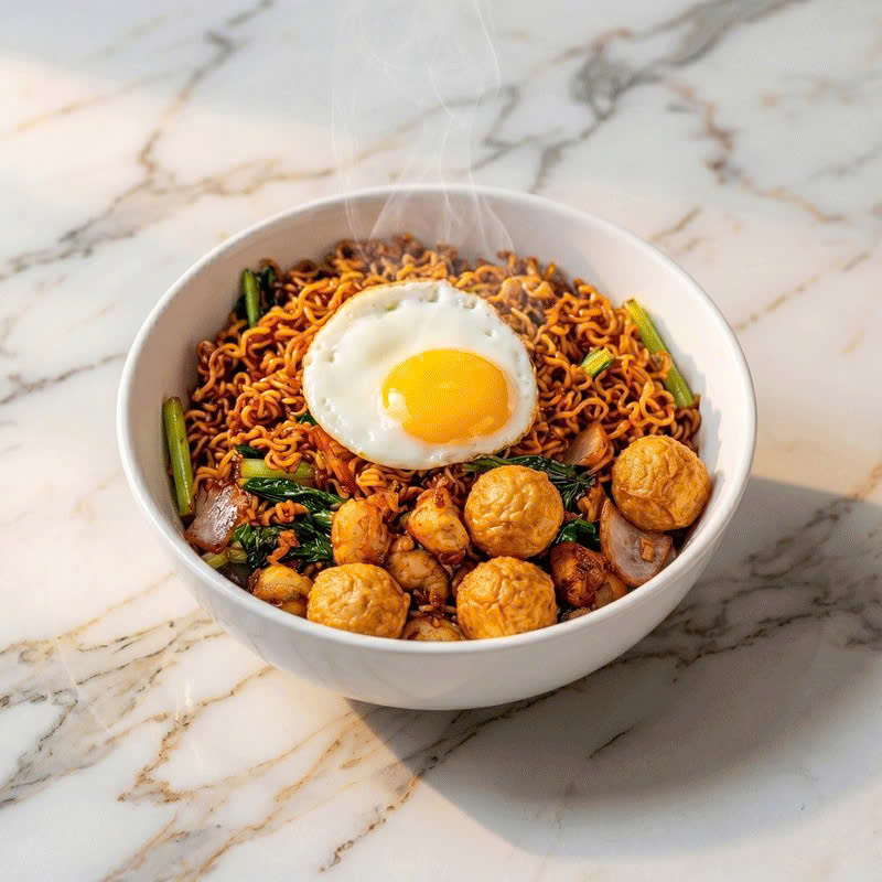Mì trộn full topping sợi mì Vifon dai ngon nước xốt chua cay