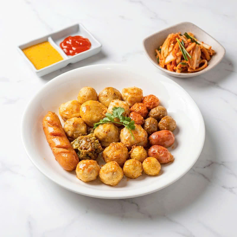 Viên surimi cao cấp chiên giòn kèm nước chấm đặc biệt