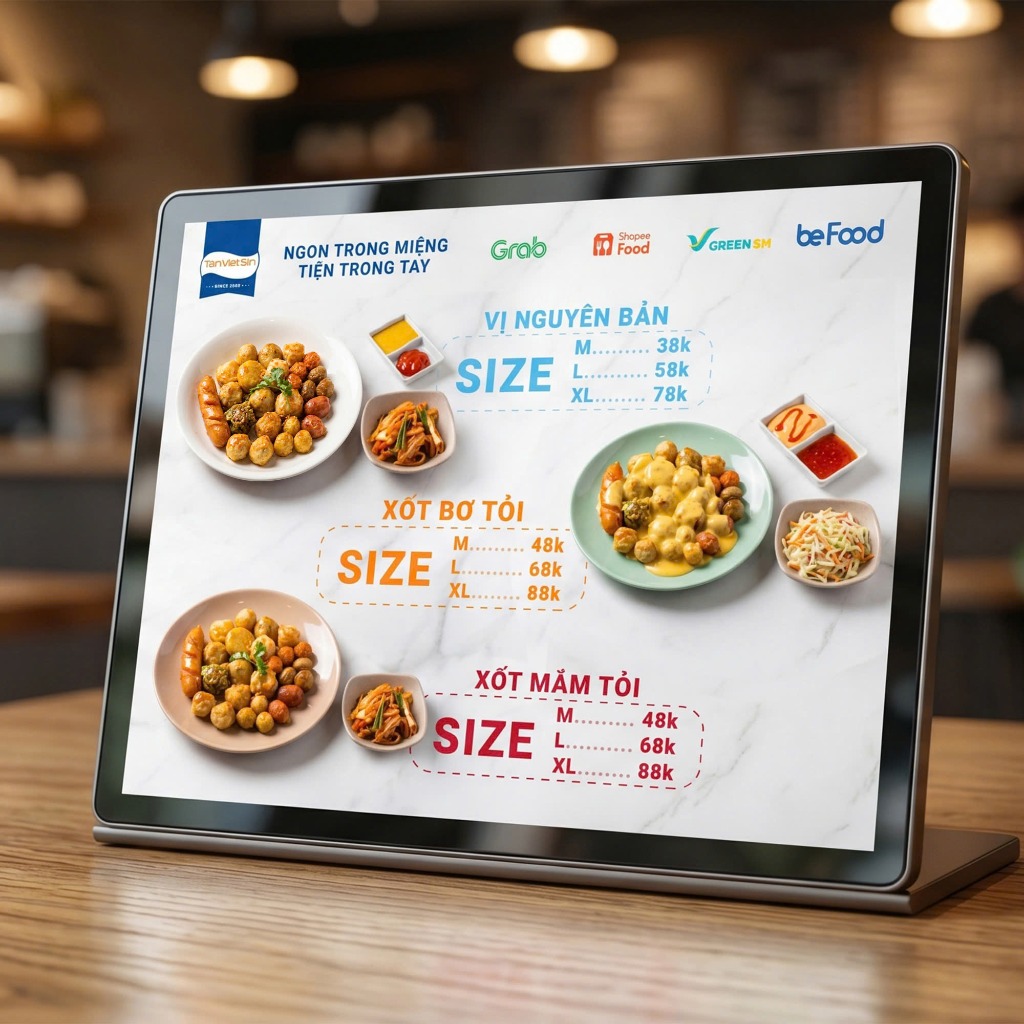 Menu tranh điện treo quầy